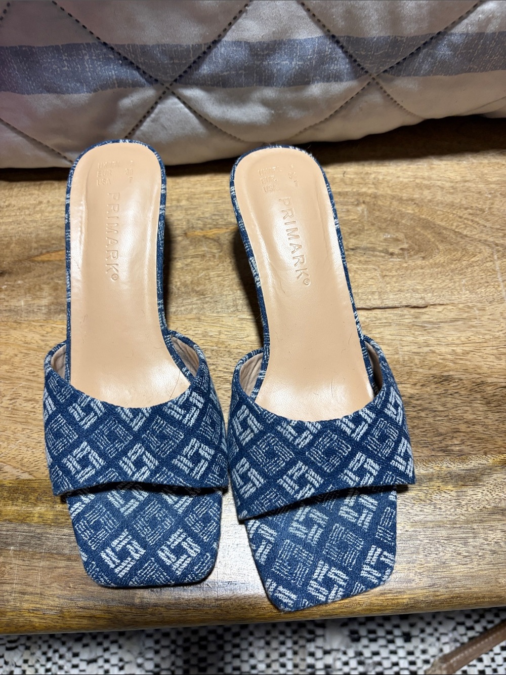 Primark Navy Patterned Slide Mules